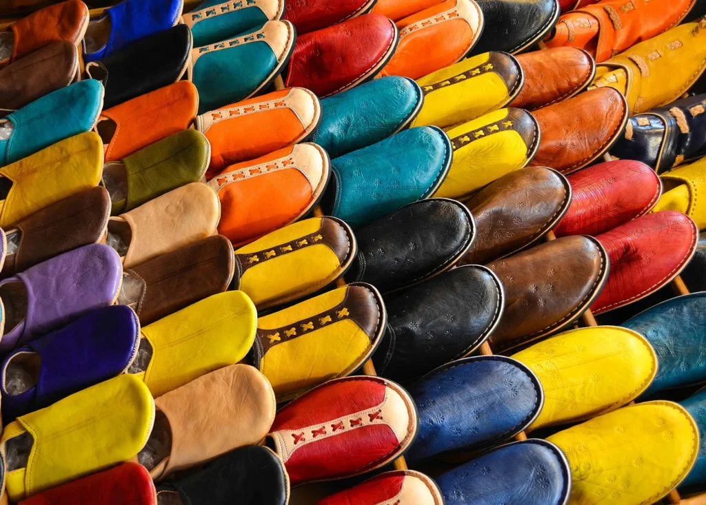 Marrakech souks: what to buy and how to haggle Colourful babouches for sale in the Marrakech souks