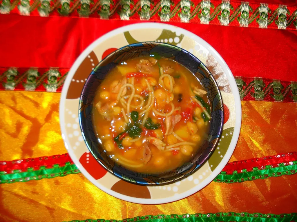 Bowl of harira, traditional Moroccan soup