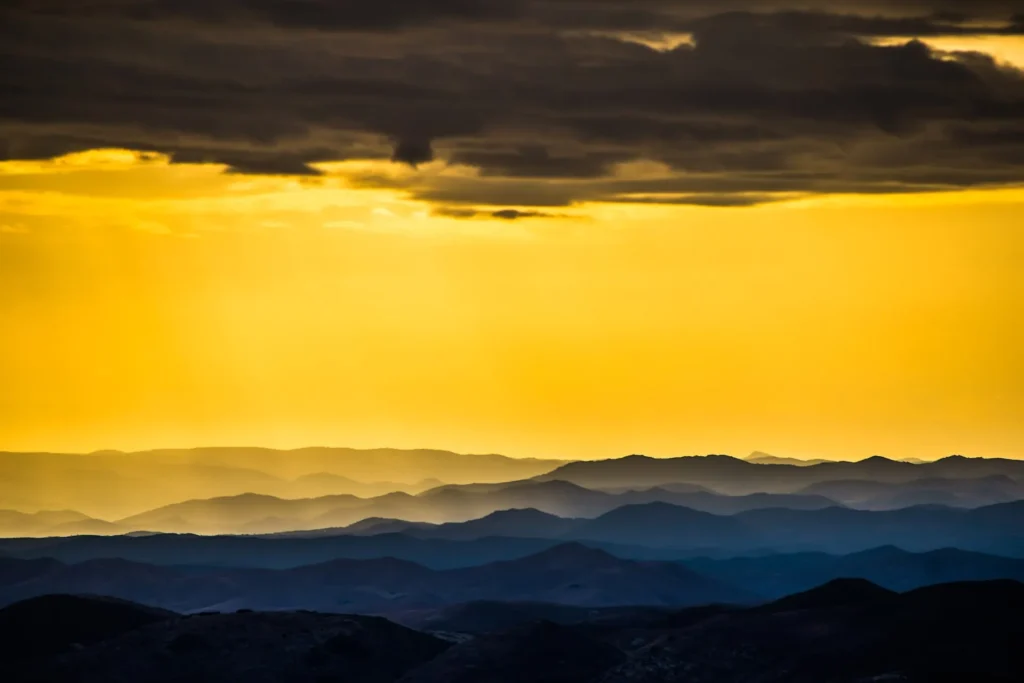 Sunset over the Middle Atlas mountains
