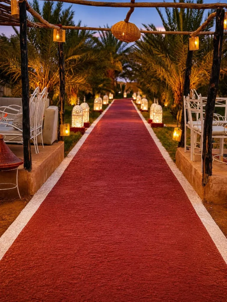 Photos Tapis rouge et lanternes à l’entrée du camp de luxe